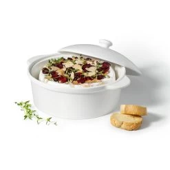 Gourmet Plat à Brie En Porcelaine - Blanc