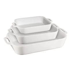 Staub Ensemble De Trois Plats De Cuisson Rectangulaires - Blanc