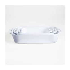 Staub Ensemble De Trois Plats De Cuisson Rectangulaires - Blanc -Accueil - Ustensiles De Cuisine staubrectbakerss3whtrof20